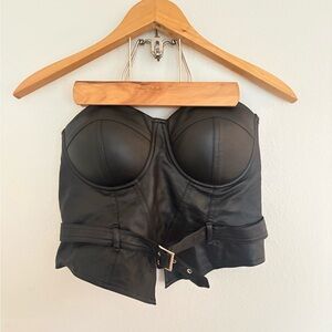Say What? Black Leather Crop Top